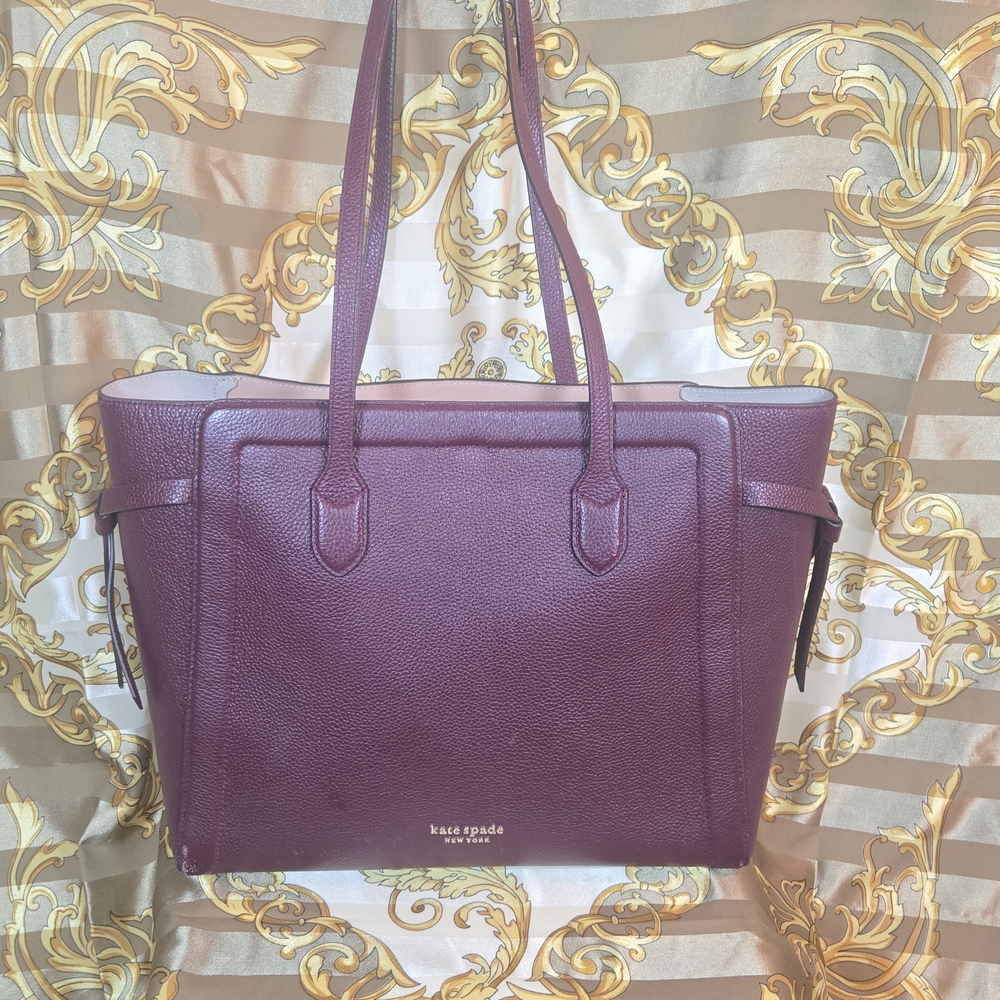 Kate Spade Plum Leather Tote approx 11 x 17